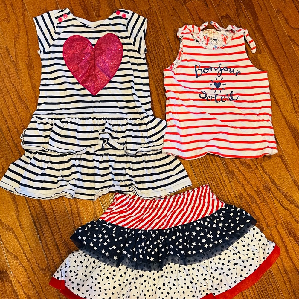 Kids Striped Heart and Bonjour Matching Set